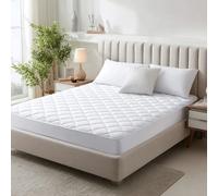 M&J Home Double Bed Mattress Protector White - Extra Deep Pocket 30cm - 100% Polyester Microfibre - Quilted Antibacterial Protection - Anti Allergy Filling - Elasticated Skirt