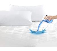 M&J Home Double Bed Waterproof Mattress Protector White - Extra Deep Pocket 30cm - 100% Polyester Microfibre - Quilted Water Resistant - Breathable Soft Touch - Elasticated Skirt