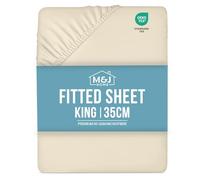 M&J Home King Bed Fitted Sheet Beige - Deep Pocket 35cm - 85GSM Microfibre - Easy Care Machine Washable - OEKO-TEX Certified