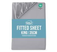 M&J Home King Bed Fitted Sheet Grey - Deep Pocket 35cm - 85GSM Microfibre - Easy Care Machine Washable - OEKO-TEX Certified