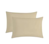 M&J Home Pillowcases 2 Pack Natural 74x48cm - 132 Thread Count Polycotton - Easy Care Machine Washable - 52% Polyester 48% Cotton - Shrinkage and Fade Resistant