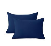 M&J Home Pillowcases 2 Pack Navy 74x48cm - 132 Thread Count Polycotton - Easy Care Machine Washable - 52% Polyester 48% Cotton - Shrinkage and Fade Resistant