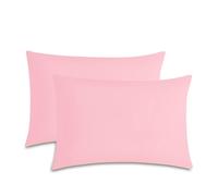 M&J Home Pillowcases 2 Pack Pink 74x48cm - 180 Thread Count Percale - 48% Cotton 52% Polyester - Crisp Breathable Comfort - Easy Care Machine Washable
