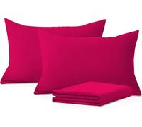 M&J Home Pillowcases 2 Pack Raspberry 74x48cm - 132 Thread Count Polycotton - Easy Care Machine Washable - 52% Polyester 48% Cotton - Shrinkage and Fade Resistant