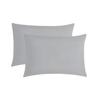 M&J Home Pillowcases 2 Pack Silver 74x48cm - 132 Thread Count Polycotton - Easy Care Machine Washable - 52% Polyester 48% Cotton - Shrinkage and Fade Resistant