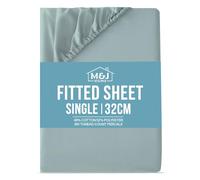M&J Home Single Bed Deep Fitted Sheet Duck Egg - Extra Deep Pocket 32cm (12.5 inch) - 180 Thread Count Percale - 48% Cotton 52% Polyester - Crisp Breathable Comfort - OEKO-TEX Certified