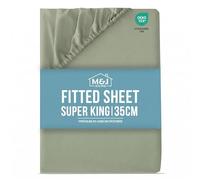 M&J Home Super King Bed Fitted Sheet Sage - Deep Pocket 35cm - 85GSM Microfibre - Easy Care Machine Washable - OEKO-TEX Certified