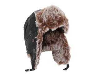 (M, Jet Black) Result Unisex Classic Thermal Winter/Ski Sherpa Trapper Hat