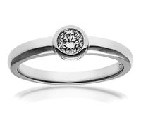 (M) Jewelco London 18ct White Gold Round 1/4ct Diamond Donut Bezel Solitaire Engagement Ring - PR0AXL916218KW