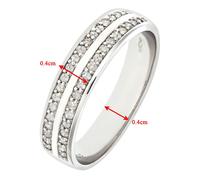 (M) Jewelco London 9ct White Gold Round 1/4ct Diamond Double Row Channel Claw Half Eternity Ring 4.5mm - PR0AXL6231W