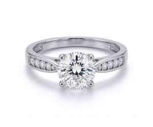 (M) Jewelco London 9ct White Gold White Round Brilliant Cubic Zirconia Solitaire Shoulder Set Engagement Ring 7mm 1.25cts - JRN511