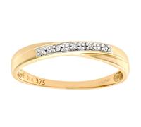 (M) Jewelco London 9ct Yellow Gold Round 2pts Diamond Crossover 5 Stone Panel Wedding Ring 1.5mm - PR0AXL6552Y