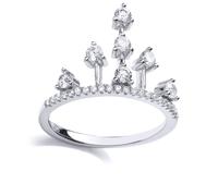 (M) Jewelco London Ladies Sterling Silver Cubic Zirconia Princess Tiara Dress Ring - GVR811