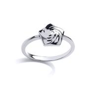 Jewelco London Women's Silver Swirling Pentagon Charm Ring in Metallics | Size: Medium Jewelco London Metallics M