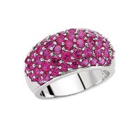 (M) Jewelco London Rhodium-Coated Sterling Silver Cluster Gemstone Ring