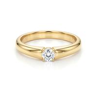 Jewelco London Women's Silver Lab Grown Diamond Solitaire Engagement Ring 3mm 0.10ct in Gold | Size: Medium Jewelco London Gold M