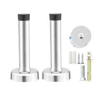 M JINGMEI 2 Pack Self Adhesive Door Stopper - Wall Mounted Rubber Bumpers with Screws for Kitchen, Garden, Room (Silver/95mm)