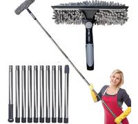 M-jump 20+ Feet Reach Squeegee & Duster with 3-14 ft Extension Pole for Window Cleaning