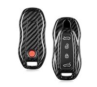 M.JVisun Genuine Carbon Fiber Key Fob Cover Compatible with Porsche Macan 4 Turbo Electric 2024-2025 Smart Car Key Fob Case Key Shell - Black