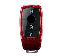 M.JVisun Genuine Carbon Fiber Key Fob Cover For Mercedes-Benz 2019-2022 A Class C Class G Class 2017-2022 E Class 2018-2021 S Class Smart Car Remote Key Fob Case For Men Women - No Badge Logo - Red