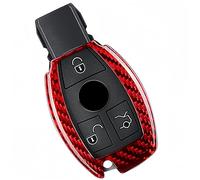 M.JVisun Genuine Carbon Fiber Key Fob Cover For Mercedes-Benz A Class B C E S G M V Class CLA CLS GLA GLC GLE GLK GL GLS SL SLK SLC Viano For Metris Car Remote Key Case for Men Women - Red