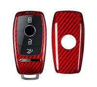 M.JVisun Genuine Carbon Fiber Key Fob Cover for Mercedes-Benz AMG A220 CLS Class E Class E63S GLE 350 4Matic S Class Smart Car Remote Key Fob Case for Men Women - for AffalterBach Badge Logo - Red
