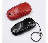 M.JVisun Genuine Leather Key Fob Cover for Tesla - Model S/Y/3, Red