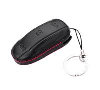 M.JVisun Men Women Genuine Leather Key Fob Cover for Tesla Model X, Car Remote Key Case with Keychain - For Tesla Model X - Black