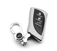 M.JVisun Soft Carbon Fiber Finish Car Key Fob Cover For Lexus ES200 ES250 ES260 ES300h ES350 GX460 LC500 LC500h LS350 LS500 LS500h LX600 NX300h UX200 UX250h UX260h TPU Case With Keychain - Silver