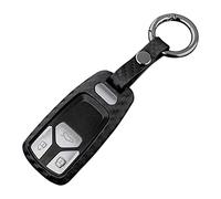 M.JVisun Soft Silicone Rubber Carbon Fiber Texture Case Car Key Fob Cover For Audi A4 A4L A5 A6 A7 A8 Q5 Q7 R8 RS Q3 RS4 RS5 RS7 S4 S5 S6 S7 S8 SQ5 SQ7 TT TTS TT-RS Remote Key - Black - Round Keychain