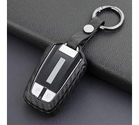 M.JVisun Soft Silicone Rubber Carbon Fiber Texture Case Key Fob Cover For Isuzu D-Max MU-X Car Remote Key Shell - Black - Round Keychain