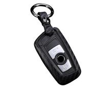 M.JVisun Soft Silicone Rubber Carbon Fiber Texture Case Protector Car Remote Key Fob Cover For BMW 1 Series 2 3 4 5 6 7 Series 5GT GT3 GT5 X1 X3 X4 M2 M3 M4 M5 M6 - Black - Round Keychain
