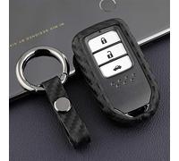 M.JVisun Soft Silicone Rubber Carbon Fiber Texture Cover Protector For Honda Accord Civic CR-V CRV Crider Crosstour Insight Pilot Passport Spirior Smart Car Remote Key Fob Case - Black