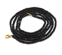 M.K.Creations Natural Black Spinel 3-4mm Rondelle Faceted Beads 36" Long Beaded Necklace, Exclusively by M.K.Creations, Black Spinel Gemstone Beads