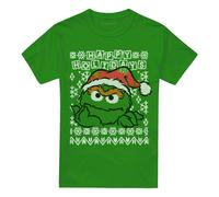 (M, Kelly Green) Sesame Street Unisex Adult Ugly Christmas Oscar The Grouch T-Shirt