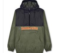 (M, Khaki/Black) Lambretta Mens Over The Head Scooter Hooded Windbreaker Jacket