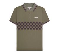 (M, Khaki Green/Java Brown) Lambretta Mens SS25 Two Tone Tipped Polo Shirt