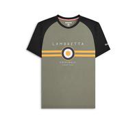 Lambretta Mens Striped with Target Raglan Short Sleeve T-Shirt(Khaki) Size M