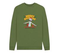 (M, Khaki) Rick And Morty Unisex Adult Happy Human Holidays Sweatshirt