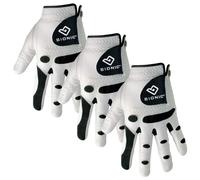 (M/L - Pack of 3, White) Bionic Mens StableGrip Leather Golf Gloves Orthopedic - LH