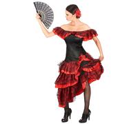 (M / L) Red and black flamenco dancer costume for women
