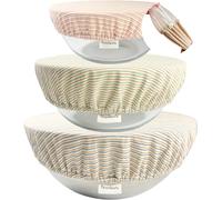 M L XL Dual-Layered Large Cotton Bowl Covers for Bread Sour Dough Rising, Waterproof TPU Liner, 9" 11" 13" Elastic Reusable Cloth Sourdough Shower Caps Lid for Proofing & Fermentation