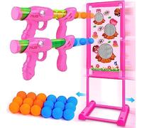 M&LD Moving Shooting Targets Game Electric Scoring Target Kids Toy with 2 Popper Guns 18 Foam Balls Outdoor Garden Toys Gifts for Boys Girls 110 x 42cm(Hot Pink)