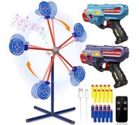 M&LD Rotating Shooting Games Toys with 42 Inch Auto-reset Target 20 Foam Darts 2 Toy Guns for Nerf Target Game for Boys Age 3-12 Years Old Christmas Birthday Gifts Blue