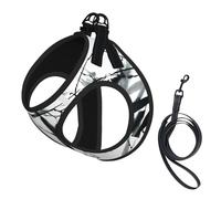 M Leash Vest Dog Harness - Small Sized Bamboo Cherry Blossom Print Pet Leash SetReflective for Outdoor and Dog Walking