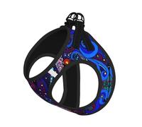 M Leash Vest Dog Harness - Small Sized Blue Octopus Print Pet Leash SetReflective for Outdoor and Dog Walking