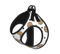M Leash Vest Dog Harness - Small Sized Cookies Food Chocolate Chip Biscuits Print Pet Leash SetReflective for Outdoor and Dog Walking