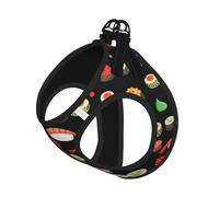 M Leash Vest Dog Harness - Small Sized Japanese sushi shrimp Print Pet Leash SetReflective for Outdoor and Dog Walking