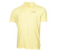 (M, Lemon) Calvin Klein Mens Abstract Watercolour Printed Stretch Golf Polo Shirt