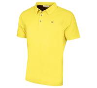 (M, Lemon Sport) Calvin Klein Mens 2026 Campus 3 Button Ribbed Collar Golf Polo Shirt